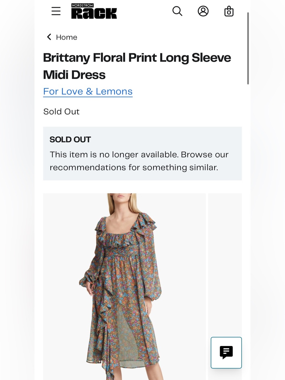 For Love & Lemons Brittany Floral Ruffle Smocked Side-Slit Midi Dress NWT $266 - Picture 7 of 7